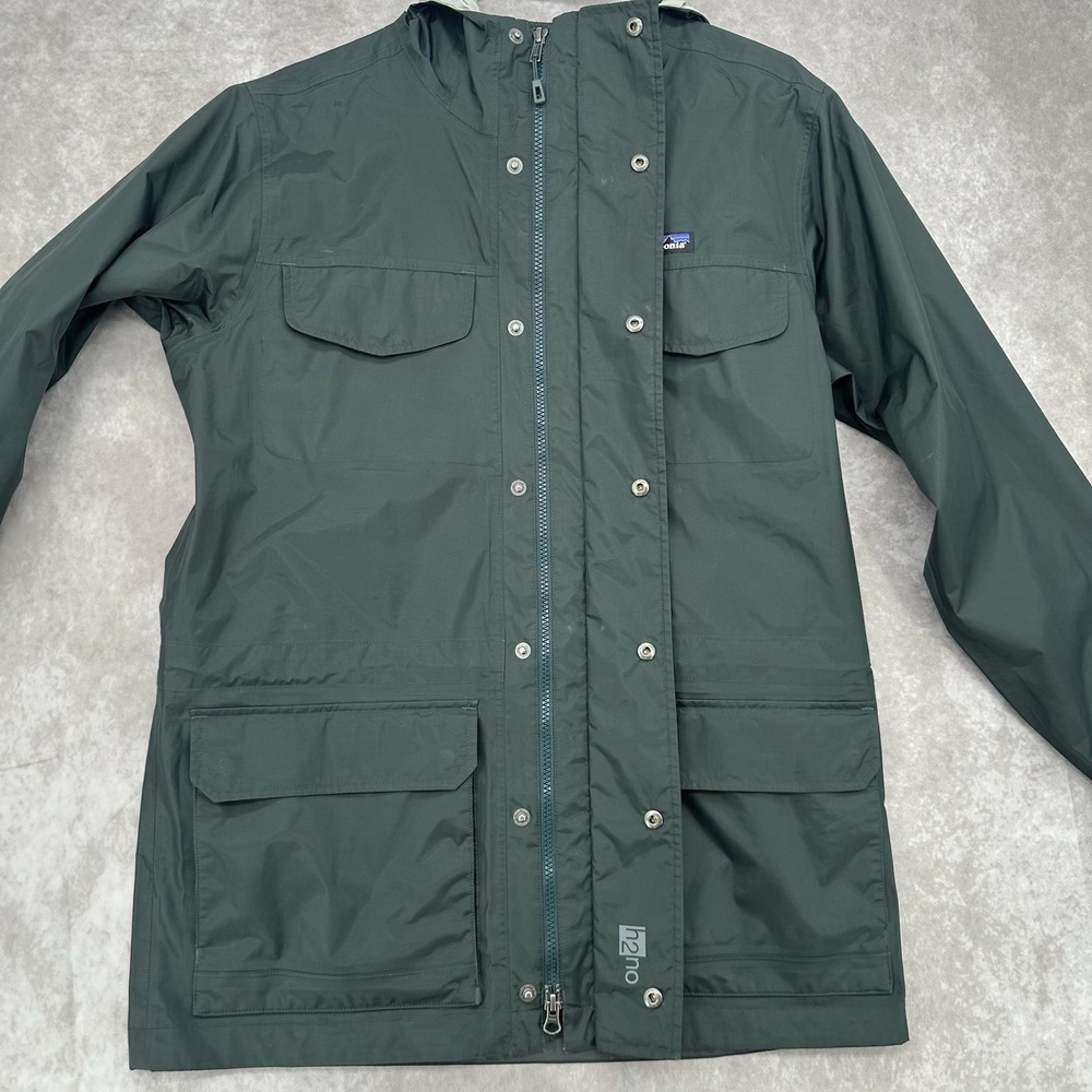 Patagonia H2No Rain Jacket Mens M Green Hooded Waterproof Shell Full Zip Coat - Picture 7 of 15